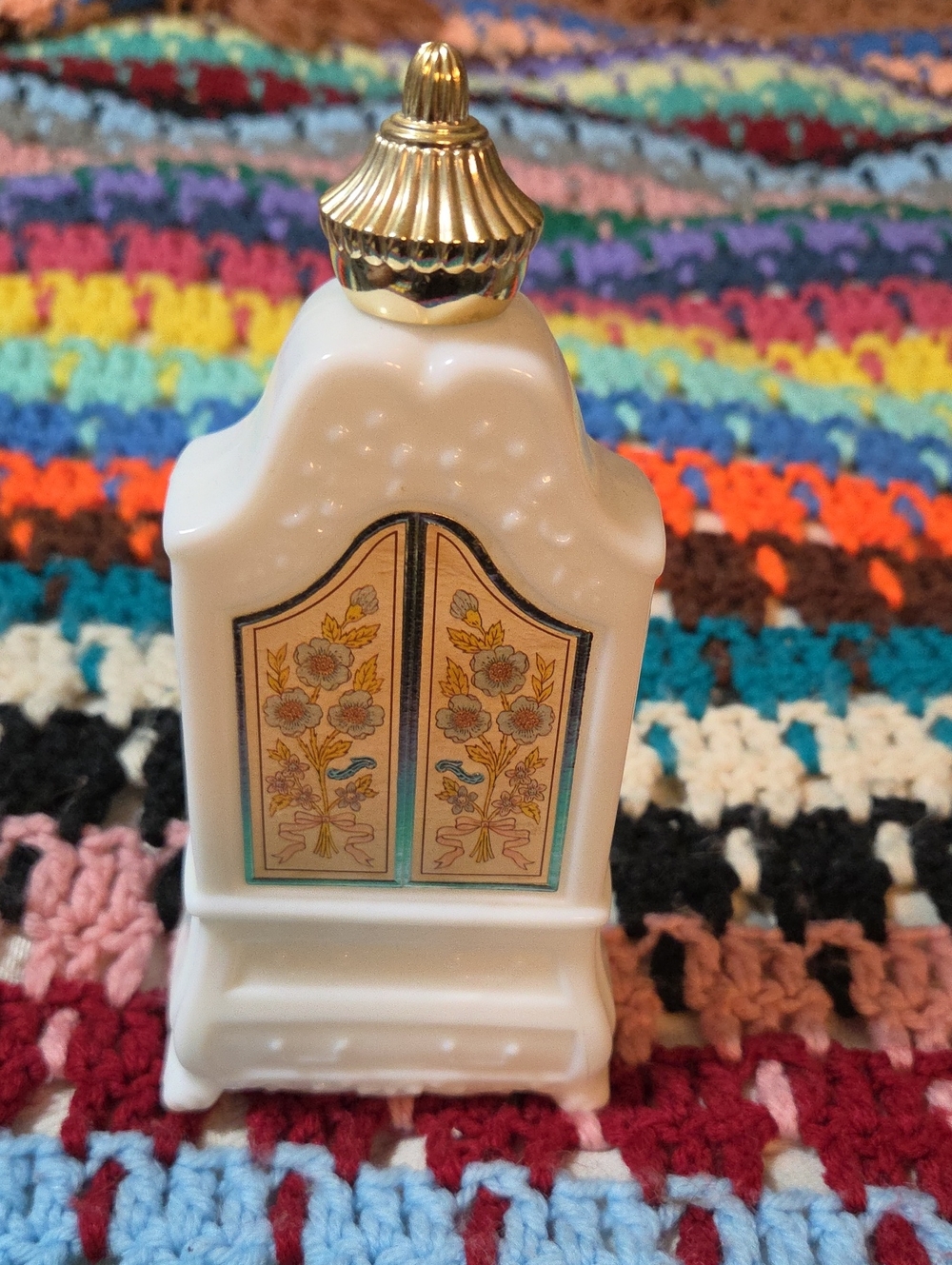 Vintage Avon White Milk Glass Amoire/Wardrobe Shaped Decantor.